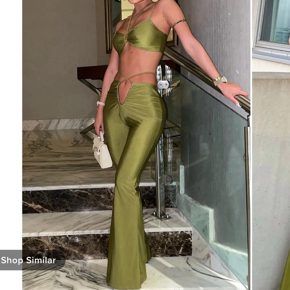 Fashion Nova Be my Baby Pant Set Olive 2 piece set